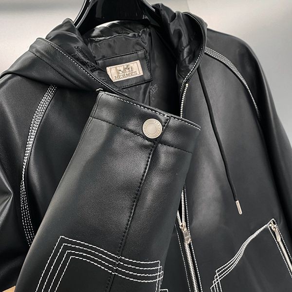 入手困難品！エルメス フーデッドジャケット コピーラムレザー erd01062